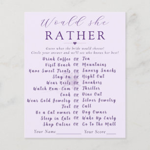 Jeu de Baby Shower Moderne Fleur "Would She Rather