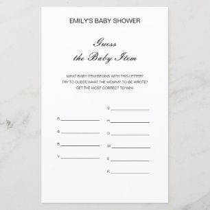 Jeu de baby shower modifiable : devine l'article p