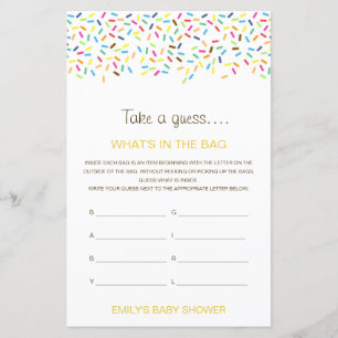 Jeu de baby shower modifiable : Qu'y a-t-il dans l