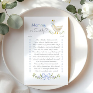 Jeu de baby shower Mommy or Daddy Blue Goose