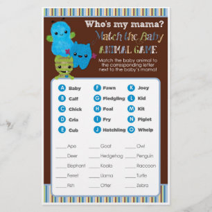 Jeu de Baby shower Monstres de Boo Match animal
