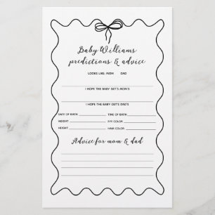 Jeu de Baby shower neutre minimaliste moderne Bow