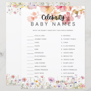 Jeu de Baby Shower : Noms de bébés de célébrités à