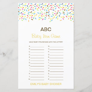 Jeu de baby shower Objet bébé Alphabet modifiable