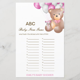 Jeu de baby shower Objet bébé Alphabet modifiable