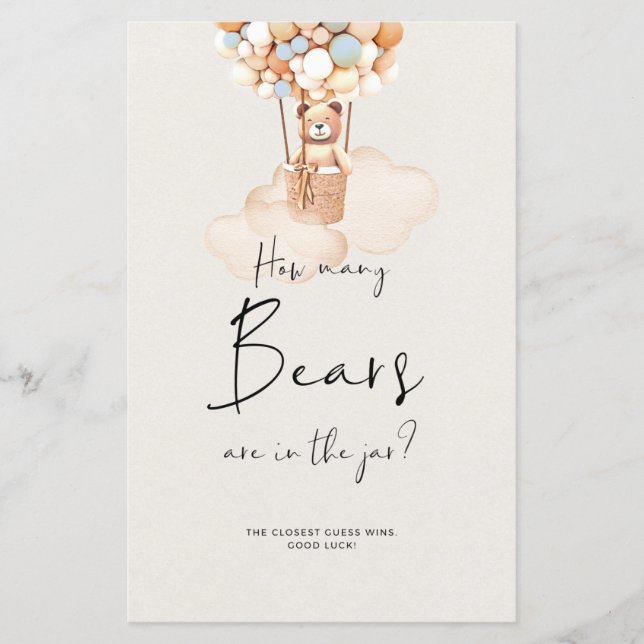 Jeu de Baby Shower Ours - Combien d'ours dans le p (Devant)