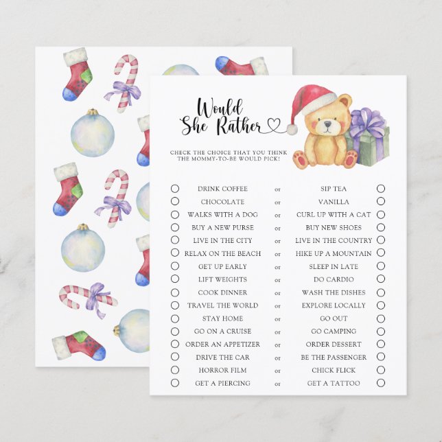 Jeu de baby shower Ours / Laquelle préférerait-ell (Devant / Derrière)