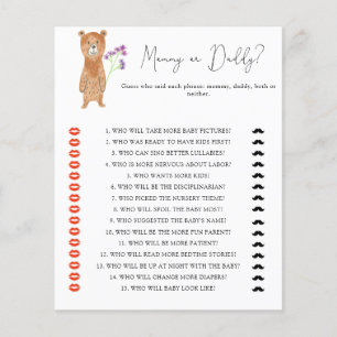 Jeu de baby shower « Ours - maman ou papa »