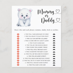 Jeu de baby shower ours polaire - maman ou papa
