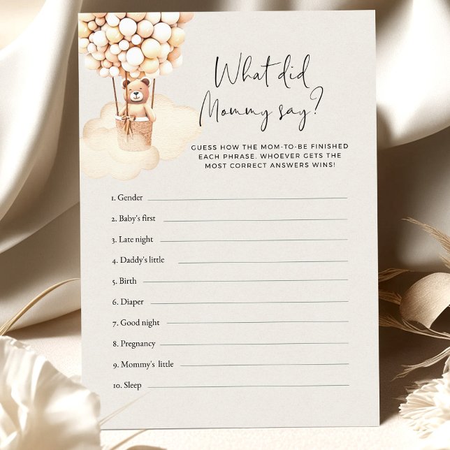 Jeu de Baby Shower Ours Que a dit Maman (Créateur téléchargé)