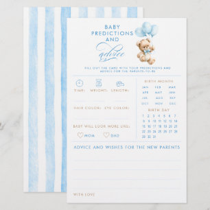 Jeu de baby shower Ourson Prédictions et Conseils 