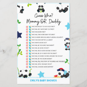Jeu de Baby shower Panda Bleu