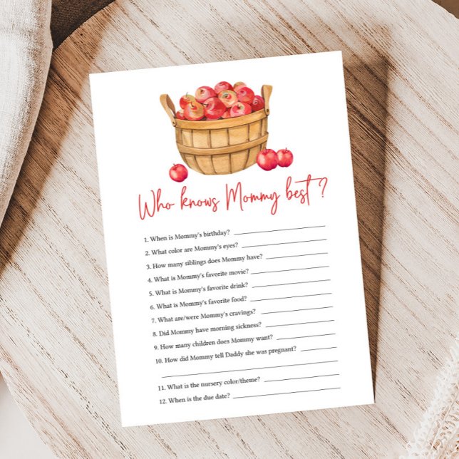 Jeu de Baby Shower 'Panier de Pommes d'Automne' Qu (Apple Baby Shower Game)