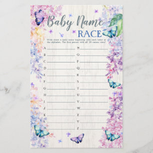 Jeu de Baby shower papillon Baby Name Race Game