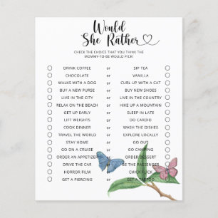 Jeu de baby shower Papillon / Préférerait-elle