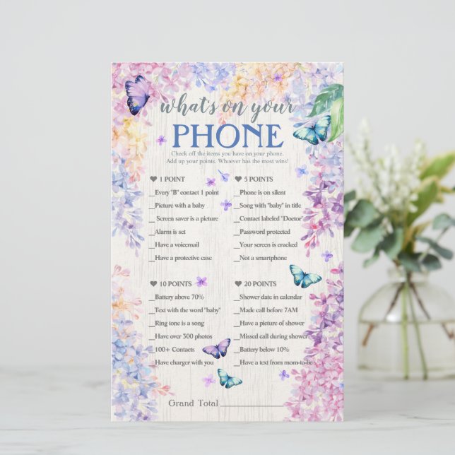 Jeu de Baby shower papillon | Qu'y a-t-il sur votr (Debout devant)