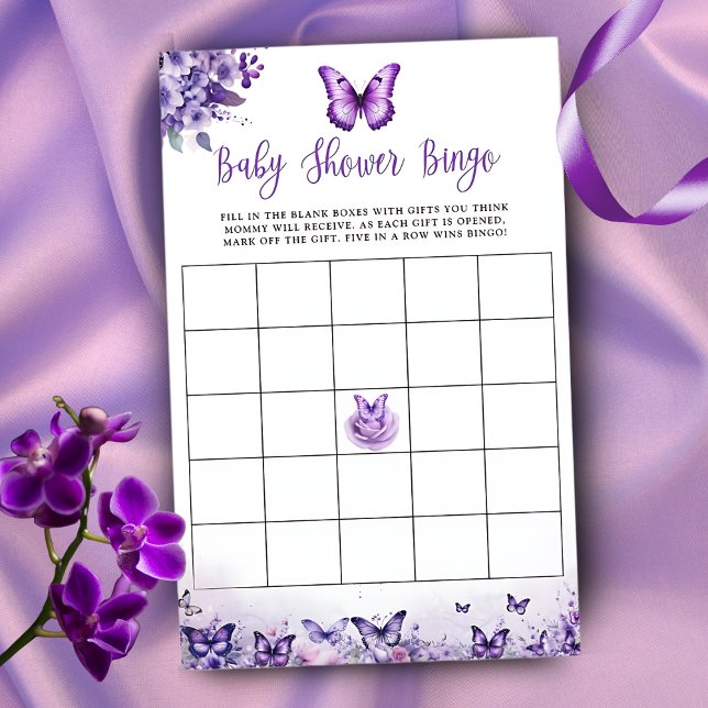 Jeu de Baby Shower Papillon Rose Bingo Bébé (Créateur téléchargé)