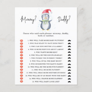 Jeu de baby shower Penguin - maman ou papa