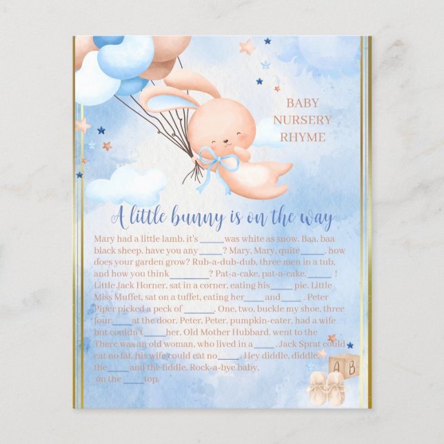 Jeu de Baby Shower pour Bébé Garçon Lapin (Devant)