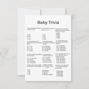 Jeu de baby shower pour bébé moderne trivia
