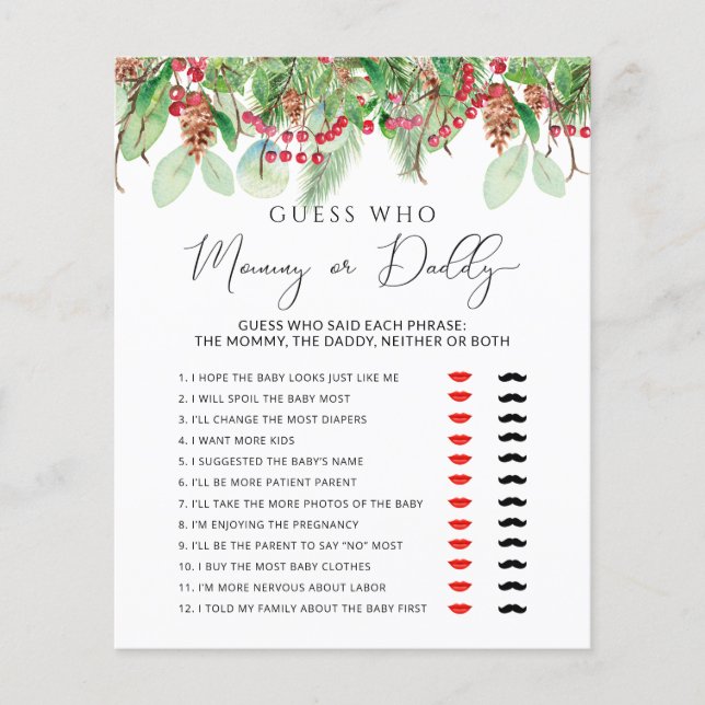 Jeu de baby shower pour maman À feuillage persista (Devant)