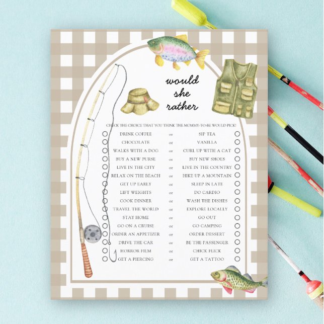 Jeu de baby shower pour pêcheur : "Préférerait-ell (Créateur téléchargé)