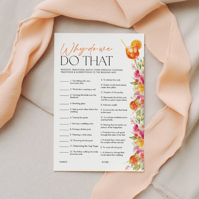 Jeu de Baby Shower Pourquoi On Fait Ça Spritz Citr (Why do we do that? Bridal Shower Game | Love at First Spritz)