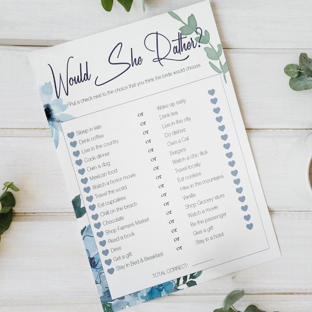 Jeu de Baby Shower 'Préfèrerait-Elle des Roses Ble (Créateur téléchargé)