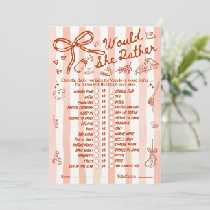 Jeu de Baby Shower "Préférerait-Elle" en Rouge