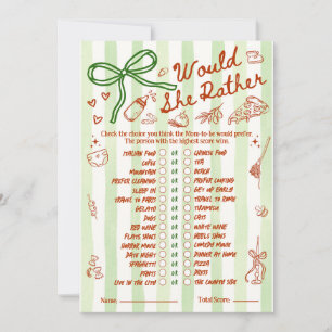 Jeu de Baby Shower "Préférerait-Elle" en Rouge Ver