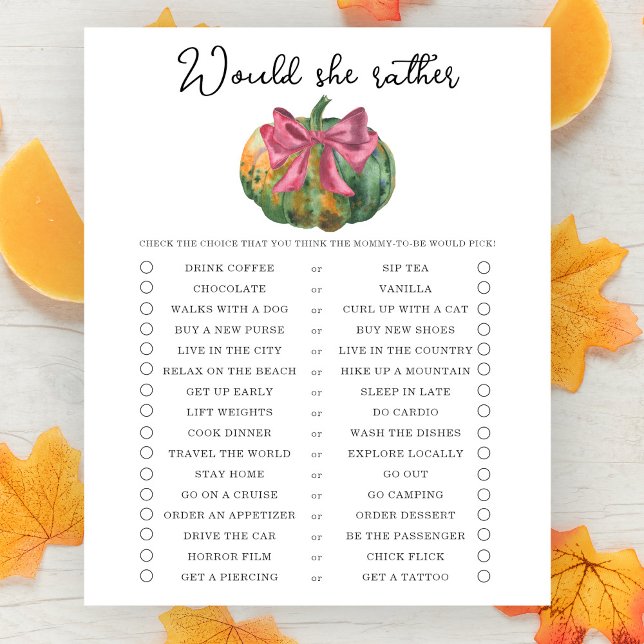 Jeu de baby shower "Préférerait-elle plutôt citrou (Créateur téléchargé)