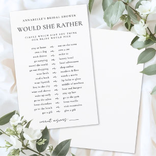 Jeu de Baby Shower 'Préférerait-Elle' pour la Mari