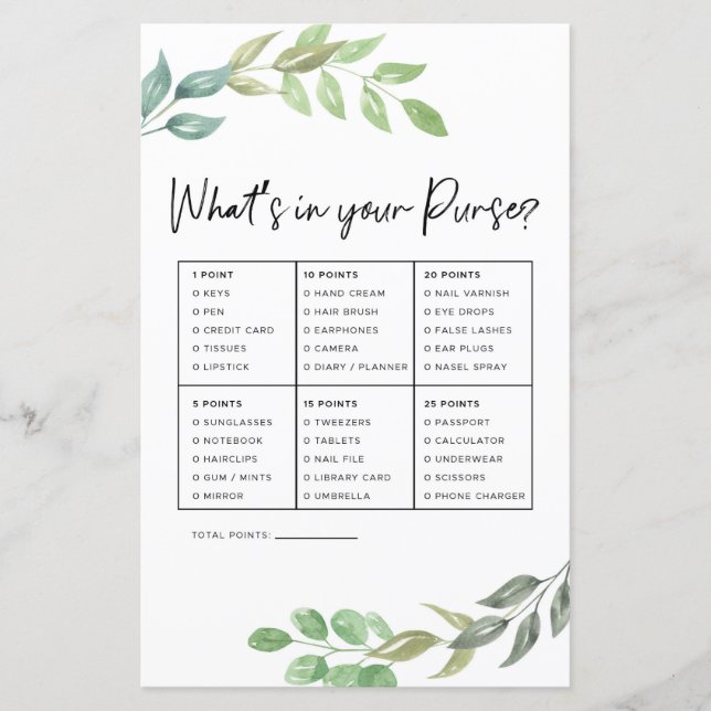 Jeu de Baby Shower Qu'est-ce qu'il y a dans votre  (Devant)