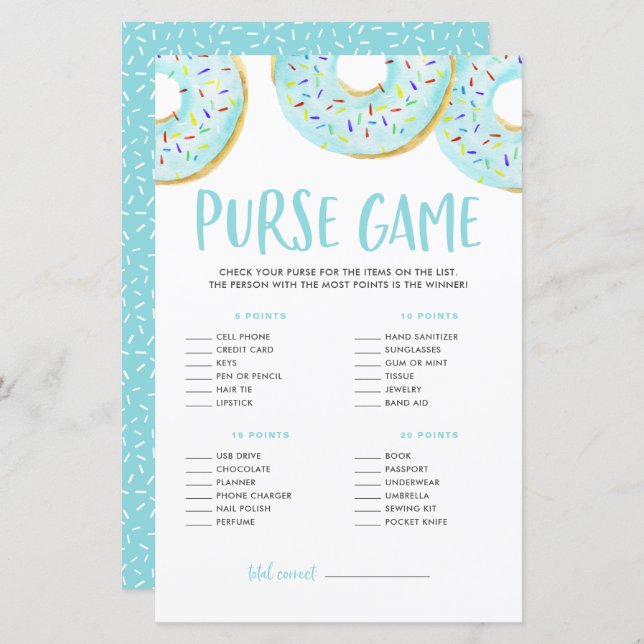 Jeu de baby shower : Qu'y a-t-il dans votre sacros (Devant / Derrière)