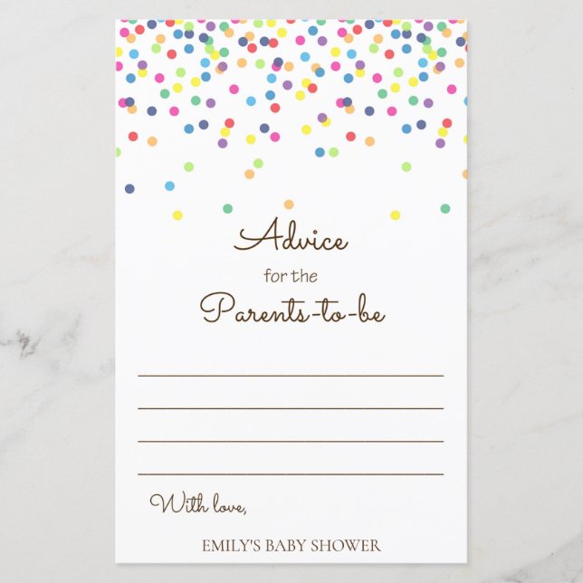 Jeu de Baby shower Rainbow Sprinkle IMPRIMÉ (Devant)