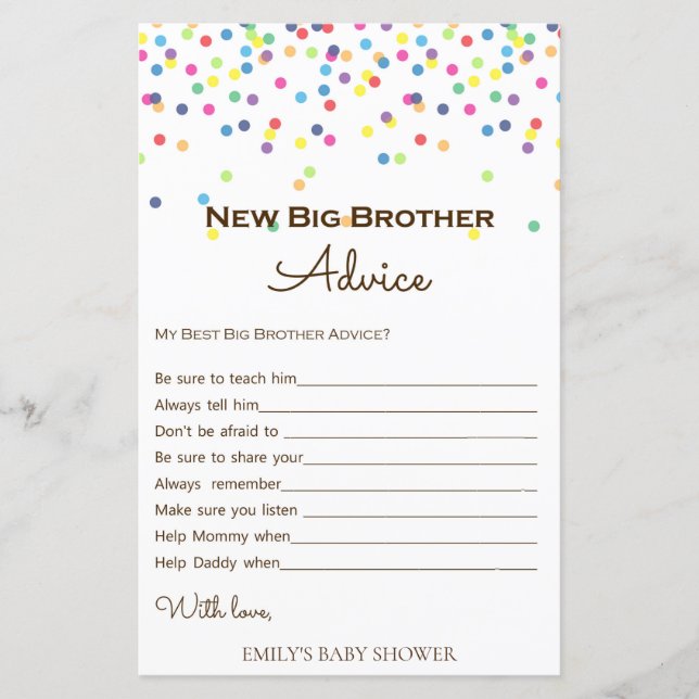 Jeu de Baby shower Rainbow Sprinkle IMPRIMÉ (Devant)