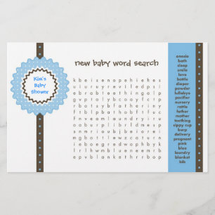 Jeu de baby shower - Recherche de mots