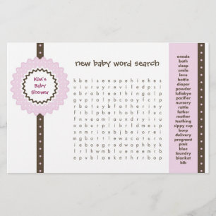 Jeu de Baby Shower - Recherche de mots