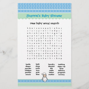 Jeu de Baby Shower - Recherche de mots