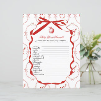 Jeu de Baby shower Red Apple