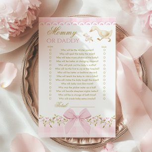 Jeu de baby shower rose Silly Goose Maman ou Papa