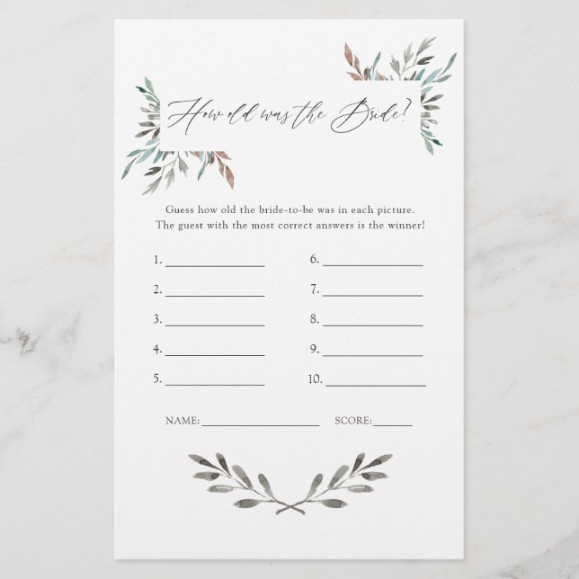 Jeu de Baby Shower Rustique de Fiançailles d'Hiver (Devant)