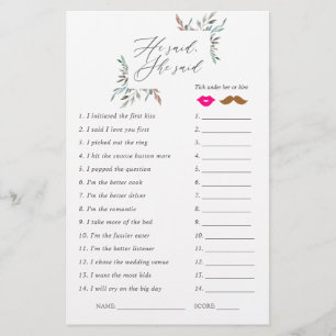 Jeu de Baby Shower Rustique de Fleurs d'Hiver pour