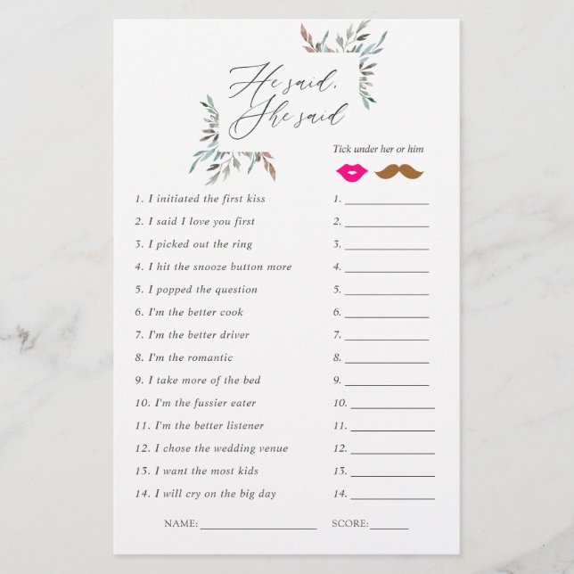 Jeu de Baby Shower Rustique de Fleurs d'Hiver pour (Devant)