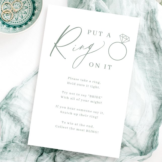 Jeu de baby shower 'sage script put a ring on it' (Sage script put a ring on it bridal shower game)
