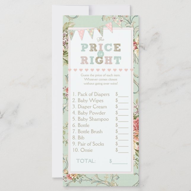 Jeu de Baby Shower Shabby Rustic Chic Prix Juste (Devant)