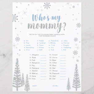 Jeu de Baby Shower Silver & Blue Winter Wonderland