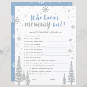 Jeu de Baby shower Silver & Blue Winter Wonderland