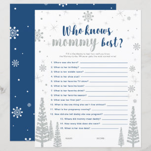 Jeu de Baby Shower Silver & Blue Winter Wonderland