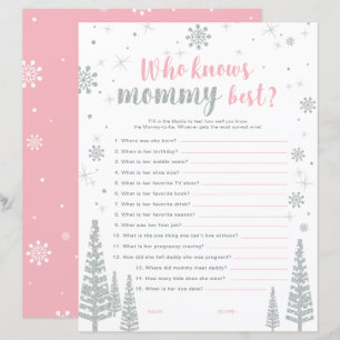 Jeu de Baby Shower Silver & Pink Winter Wonderland